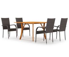 5 Piece Garden Dining Set Brown