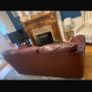 Burgundy 3-seater leather sofa Image 2