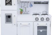 Children's Play Kitchen with Light and Sound Wooden Children's Play Kitchen with Water Dispenser in White