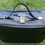 Vintage 1900S Black Textured faux-leather Revelation Train Vanity Case Image 4
