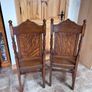 A charming pair of late Victorian carved oak Hall chairs richly modelled,  Cirka 1890's. Image 3