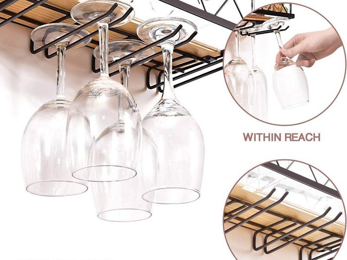 Wall Mounted Wine Rack,Metal & Wooden Wine Shelf With Glass Holder & Cork Storage,Champagne Bottle Holder,Hanging Rustic Wine Holder, Floating Wine Shelf For Kitchen, Home WK810228