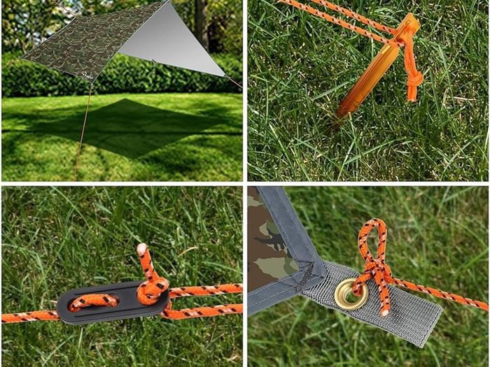 NEW SALE | Hammock Rain Fly Tent Tarp, 3m x 3m Tarpaulin Portable Sunshade Lightweight Waterproof Groundsheet Windproof Camping gazebo Picnic Mat Anti UV Sun Shelter for Camping Travel Beach