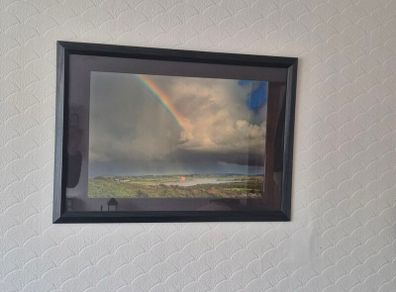 Chris O'Dell signed Framed print rainbow over kilcoe castle west cork