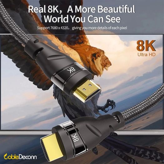 CableDeconn 5M Premium HDMI 2.1 UHD/3D 8K (7680x4320@60Hz) 48Gbps (Nylon Braided/Gold Plated) Cable (Brand New/Warranty)