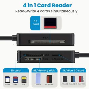 High-Speed 4-in-1 SD Card Reader with Dual USB 3.0 & USB-C CF Compact Flash