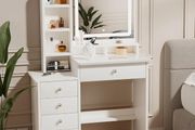 Dressing Table with LED Mirror and Adjustable Lights, 90cm White Vanity Desk