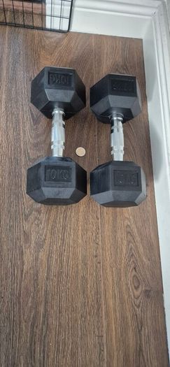 2 sets of used hexagonal dumbbells