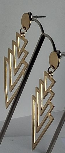 Gold Chevron Geo Hollow Out Earrings