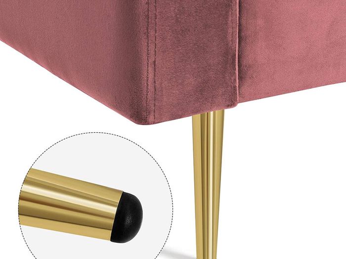 3-seater sofa, couch for living room, cover made of velvet, for apartments, small rooms, wooden frame, metal legs, simple structure, modern design, 183 x 78 x 88 cm, pink