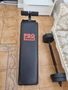 Incline sit up bench & Barbell