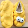 Child's plush lined yellow funny eyes slippers Image 2
