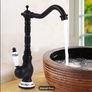 Black Brass Kitchen Bathroom  Mixer Tap Vintage-Style Tall Basin Faucet with Ceramic Handle Hot & Cold, Single Hole Mount Image 2