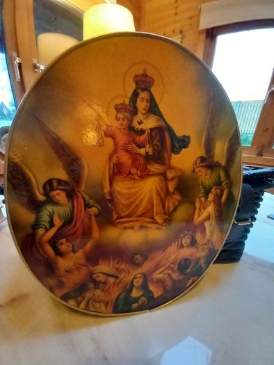 Oval vintage religious print, bought in Portugal, D18, post 8e