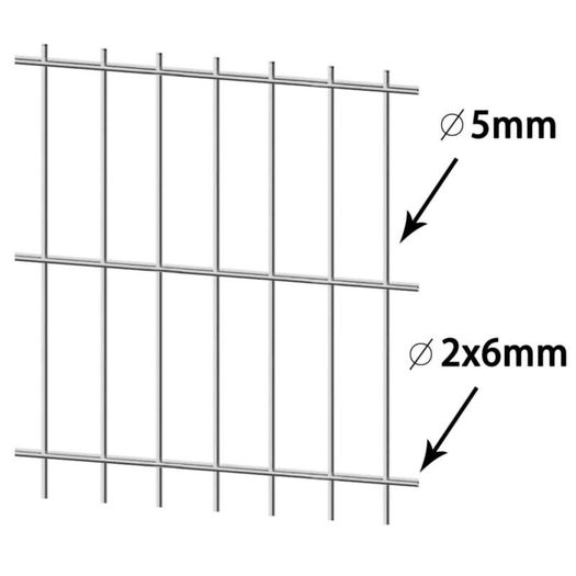 2D Garden Fence Panels & Posts 2008x1830 mm 28 m Silver