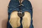 Dunnes stores satin slipperslined with fur