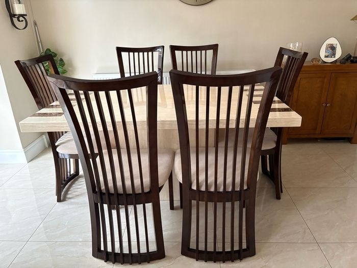 Marble Dining Table & 6 Chairs