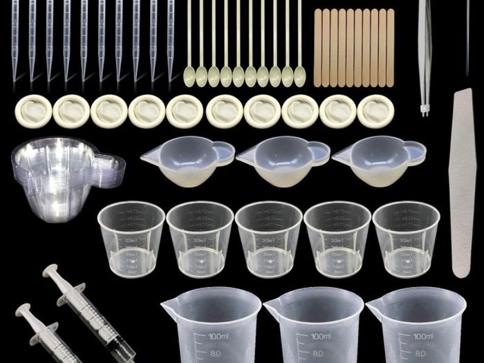 66 PCS Epoxy Resin Tools Kit, Silicone Mold Tool Included Measuring Cup, Silicone Mixing Cups, Tweezers with Mixing Sticks, Dropping Pipette, Finger Cots, Sanding Strip for Jewelry DIY (FREE POSTAGE)