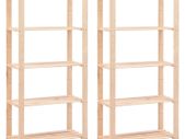 5-Tier Storage Racks 2 pcs 80x38x170 cm Solid Pinewood 250 kg
