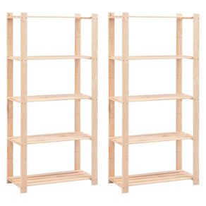 5-Tier Storage Racks 2 pcs 80x38x170 cm Solid Pinewood 250 kg