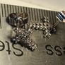Petite White Gold Diamond set Cross stud Earrings Image 6