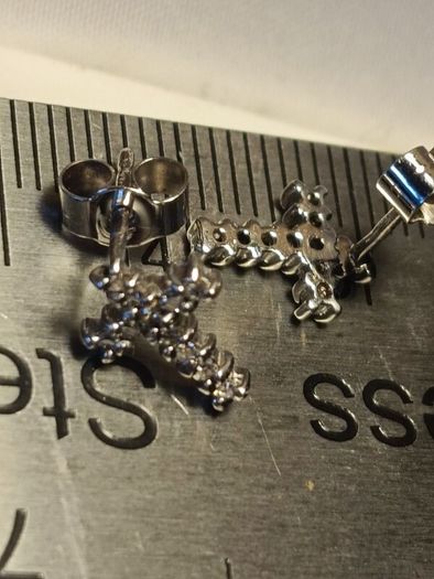 Petite White Gold Diamond set Cross stud Earrings