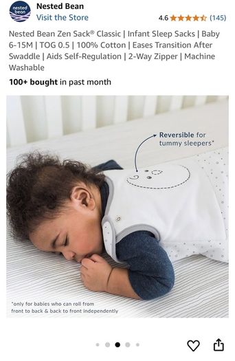 Nested Bean Weighted Sleep Sack Classic 6-15mo 0.5 TOG - Transition after swaddle