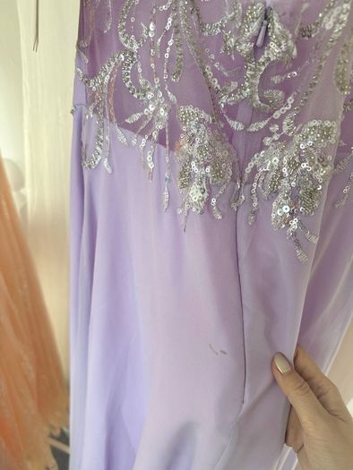 Light Purple Halter Beaded Sequin Long Gown