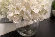 Glass vase with artificial hydrangea