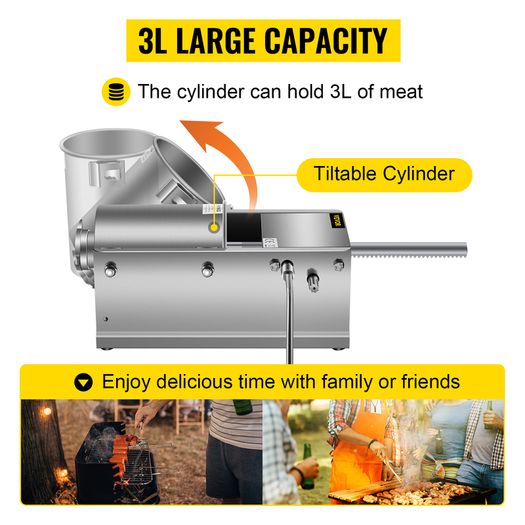 BRAND NEW Commercial Manual Sausage Stuffer Filler Machine W/ 4 Nozzles 5L 11LBS Stainless Steel for Making Sausage Hot Dog Bratwurst