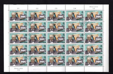 1974 Isle of Man Birth Centenary of Sir Winston Churchill Commemorative Stamp Sheet (4 full sheets) fine used