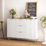 2-Door Sideboard with 3 Drawers and Adjustable Shelves - White Image 4
