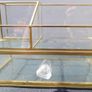 Vintage Gold clear glass large storage jewelers makeup box 7,2" x 4,4" H-3" Image 2