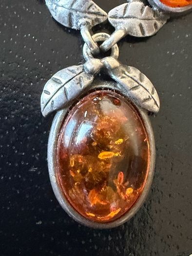 silver amber necklace