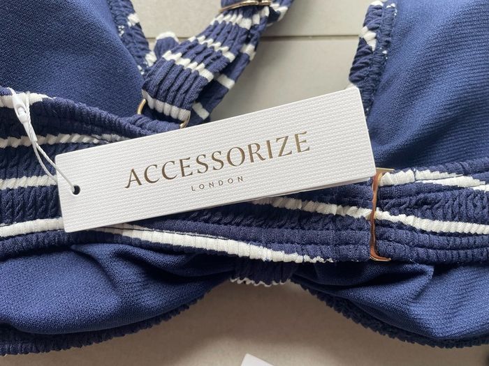 bikini two piece swim suit bathing suit blue stripe by Accessories size 12 new