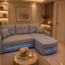 New Dallas Grey & Beige Fabric Electric Sofa Bed Image 2