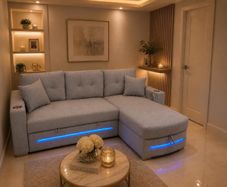 New Dallas Grey & Biege Fabric Sofa Bed With Storage