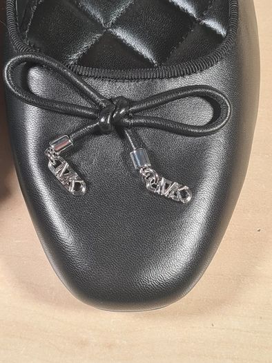 Womens Michael Kors Nori Flat Black Leather Ballet Pumps Slip On Shoes Size Uk 8 Eu 40-41 Brand New In Box