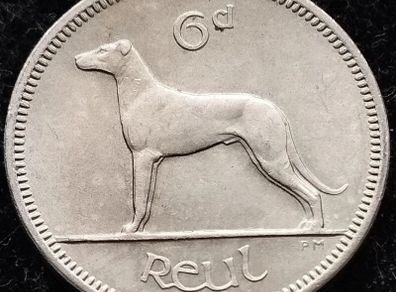 [#397] - Ireland 1968 | Irish 6p | Six Pence | Wolfhound | KM.13a | UNC