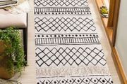 Cotton Area Rug Runner for Hallway, Throw Rugs for Bedroom, Woven Area Rug Indoor, Runner Rug for Kitchen, Entryway Runner Rugs Washable, Black and White Rug for Living Room, Bathroom-60x90 cm MULTIPLE SIZES AVAILABLE, SEE PHOTOS (FREE POSTAGE)