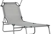 NEW SALE | Outdoor Foldable Sun Lounger, 4 Level Adjustable Backrest Reclining Sun Lounger
