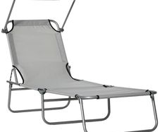 NEW SALE | Outdoor Foldable Sun Lounger, 4 Level Adjustable Backrest Reclining Sun Lounger