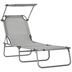 NEW SALE | Outdoor Foldable Sun Lounger, 4 Level Adjustable Backrest Reclining Sun Lounger