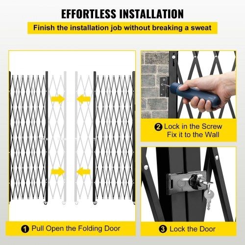 Double Folding Security Gate Folding Door Gate 310 x 154 cm(W x H)Scissor Gate