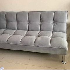 Comfy Grey Velvet Sofa Folds Out in Seconds!