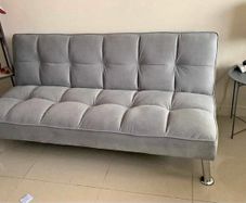 Comfy Grey Velvet Sofa Folds Out in Seconds!