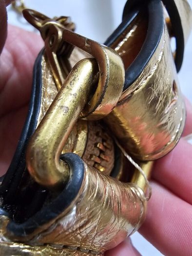 Zara Gold Patent Leather Shoulder Bag