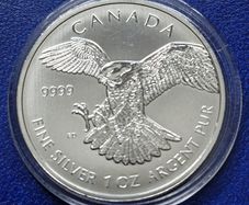 Canada 5 Dollar Peregrine Falcon 2014 silver 99.99% 1 oz silver coin