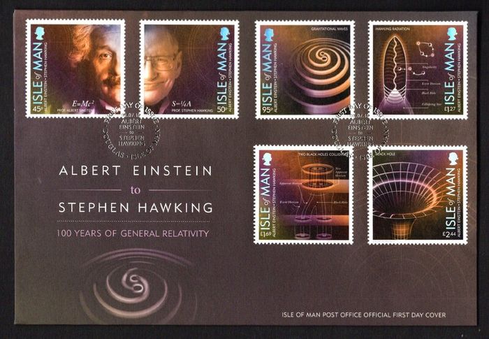2016 Isle of Man Albert Einstein to Stephen Hawking Centenary of General Relativity Commemorative Stamps First Day Cover (FDC)