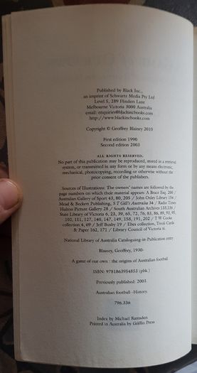 A Game Of Our Own: The Origins Of Australian Football by Geoffrey Blainey